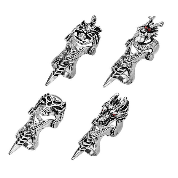 4 stk Trendy Ringer Menn Rustfritt Stål Ringer Mote Smykker Kvinner Goth Ringer Menn