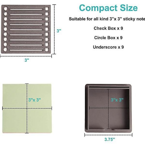 Sticky Note Holder, Sticky Note Dispenser Kompatibel med Post-It Note, Post It Note Organizer til 3x3 Selvklæbende Noteblokke, Ekskluderer Sticky Notes