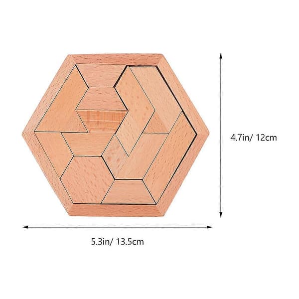 2 Set Hexagon Pusselspel Leksak Barn Hexagon Träpusselspel för Kul