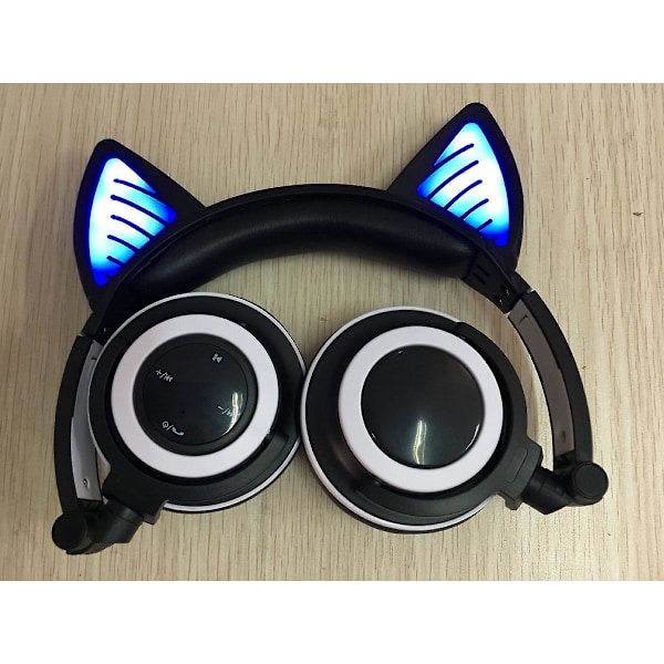 Gaming Bluetooth 5.0 Trådløse Høretelefoner In-Ear Kattelys Foldbare Musik Høretelefoner med 3,5 mm Mic til Voksne og Børn TV Gaming Musik Pad Laptop Mob