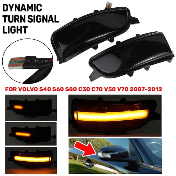 LED dynamiske blinklys Volvo V40 V50 V70 S40 S60 S80 C30 C70 sort