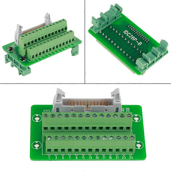 IDC26P DIN-skinne 26-pins 5mm montering Grensesnittmodul Hannstikk Breakout-kort