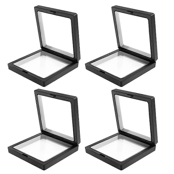 4 Stykker Holder 3D Flydende Ramme med Beslag Anti-Misfarvning Smykkeæske Mønt Display Skab