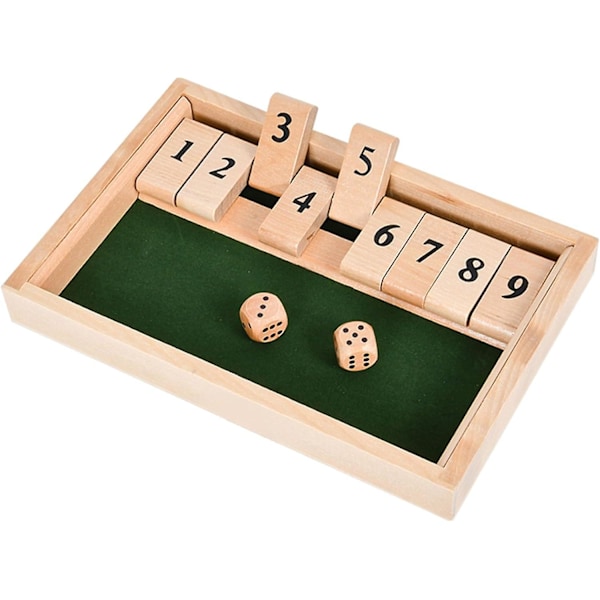Shut The Box Spel, Klassiskt Tärningsspel, Träbordsspel, Resespel, Pedagogiskt Tärningsspel för Barn - 2 Spelare