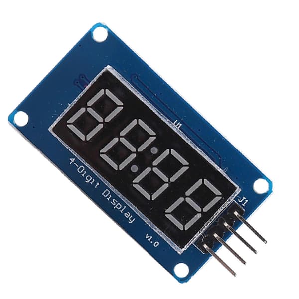 Röd LED-display med 4 siffror, 7 segment, digital, justerbar ljusstyrka