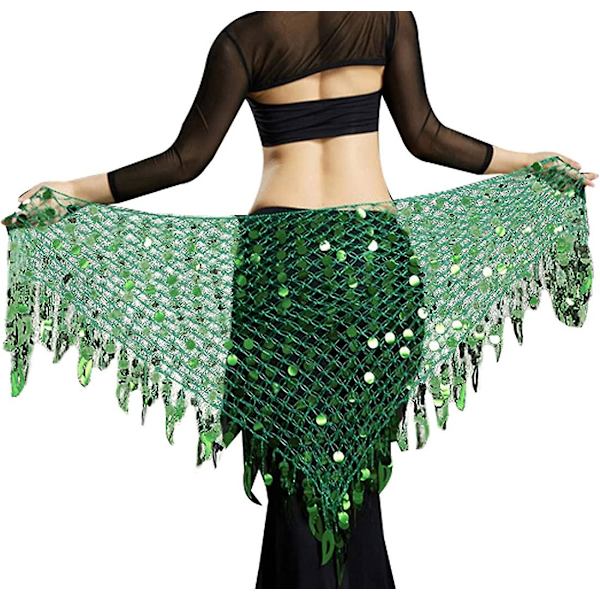 Heytea Naisten Vatsatanssi Hip Scarf Sekvenssit Mesh Kolmio Wrap Häärit Tummanvihreä -