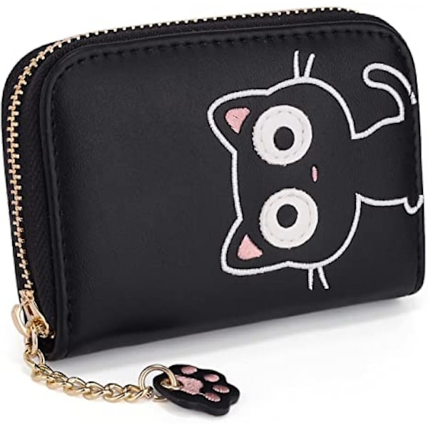 AVEKI Kawaii Tegnebog til Piger Sød Katteklo Zipper Kort Pengelomme Organizer Kvinder Pung, Klo Sort