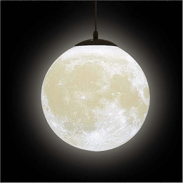 3D Printed Moon Pendant Lamps - Univers Planet Ceiling Lamp Creative Nightlight Lantern Restaurant Bar Home Children's Room LED Pendant Lighting(Bulb