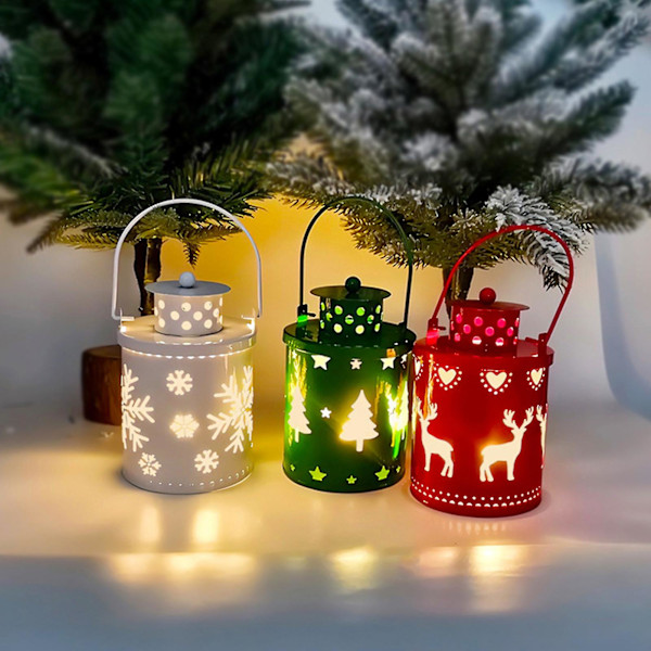 Utendørs Henge Lykter Dekorative Hjorte Og Trær Utskjært Design Hage Lys For Patio Sti Hage Jul