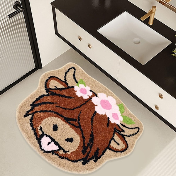 Highland Yak -tyylinen keinokashmir-lattiamatto kotiin, makuuhuoneeseen, olohuoneeseen, eteiseen - luova piirretty matto sisustukseen