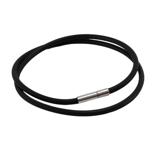 3 stk. 3mm Sort Gummi Snøre Halskæde med Rustfrit Stål Lukning - 45 cm