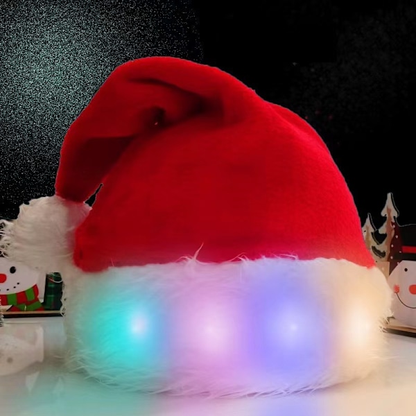 Julepynt Langt Hår Lysende LED Julehatt Juletilbehør Fest Kles Opp