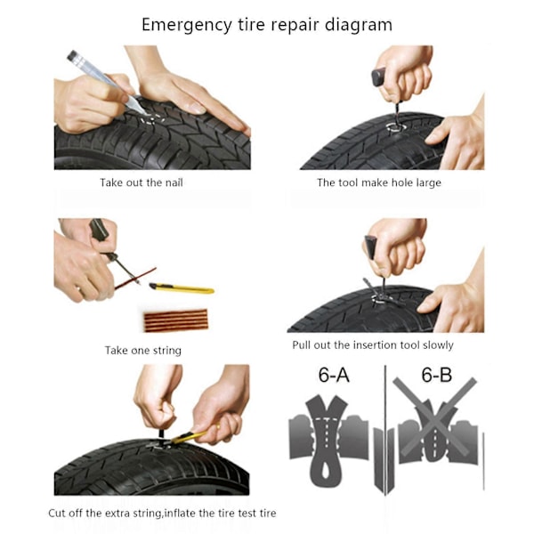 50 stk. 100x6mm Dæk Reparations Plugs Slangefri Dæk Gummi Tætning Strip Punktering Reparation Værktøj til Bil Motorcykel Sort