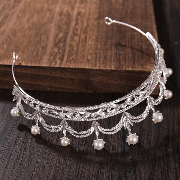 Dronningkrone og hodeplagg, Krystallprinsessekrone - Gave til barn, Bursdagsgave Silver color