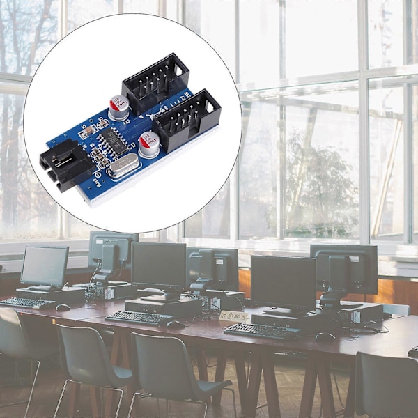 Moderkort USB 9-bens Interface Header Splitter 1 til 2 Forlængerkabel Adapter 9-bens USB HUB-stik til PC