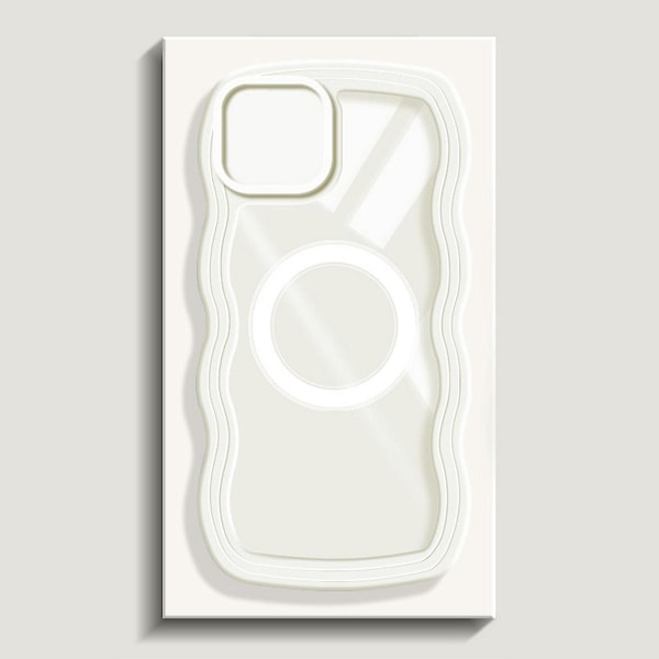 MagSafe-kompatibelt skal för iPhone 15 Pro, Transparent Vågig Design Mjuk TPU + Hård Ram Stötskyddande Skal för Kvinnor