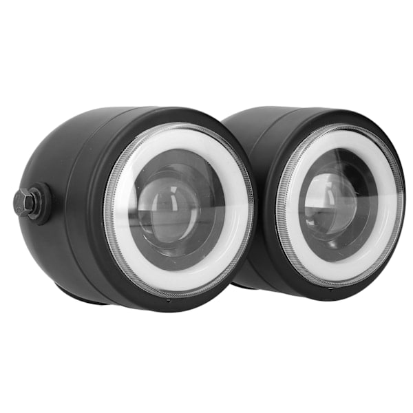Universal LED Forlygte Rund Dobbelt Lys Angel Eyes Fjernlys/Nærlys Retro Motorcykel Hvidt Kørelys