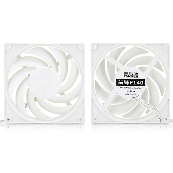 F140 Computer CPU Køleventilator 14cm Lav Støj Desktop Computer Køleventilator Hvid