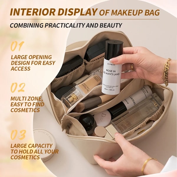 Kosmetik Opbevaringspose Dame Makeup Taske Opbevaringspose Luksus Brokade Kosmetiktaske Rejse Lynlås Opbevaringspose Hvid L White