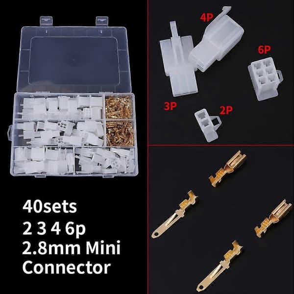 40-sats 2,8 mm 2 3 4 6-vägs trådkopplingar Hus Terminal Hon & Han Kit Bil Motorcykel
