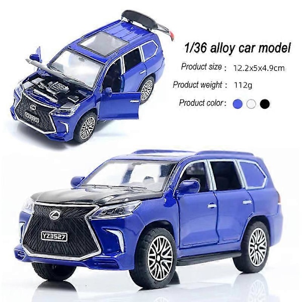 Leksaksbilar 1/36 Lexus Lx570 Barnleksak Modell 4 Dörrar Kan Öppnas Metall Die-Cast Modellbil Miniatyr Samlarbil Pojk Leksak