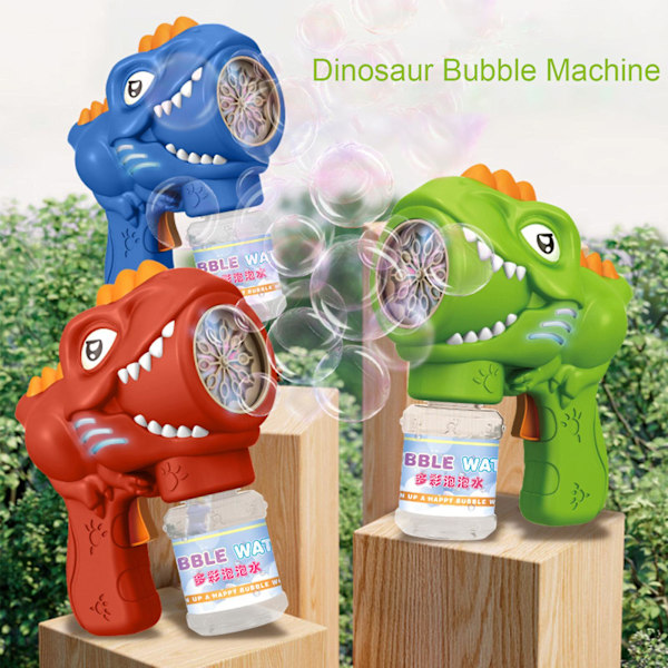 Dinosaur Bubbelmaskin Rolig Säker Utomhusleksak Automatisk Bubbelblåsare med Ljus Födelsedagspresent till Barn