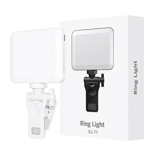 Genopladelig selfie flash - Forbedret clip-on design til telefoner, laptops og tablets. White