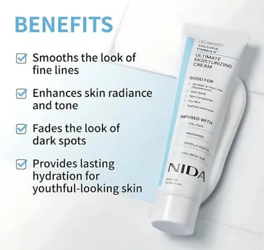 3x NIDA Super fugtgivende creme, en mild, opstrammende creme.