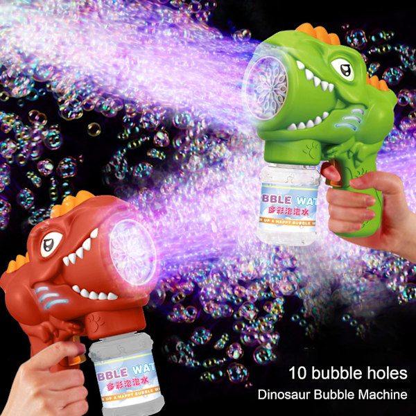Dinosaur Bubbelmaskin Rolig Säker Utomhusleksak Automatisk Bubbelblåsare med Ljus Födelsedagspresent till Barn