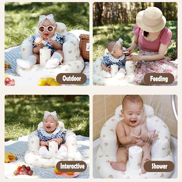 Babystolar för att sitta upp, Bärbar sommarbarnstol för stranden, Uppblåsbar sittplats för golvet för 3 6 9 12 månaders barn, Duschgåvor för baby Bo