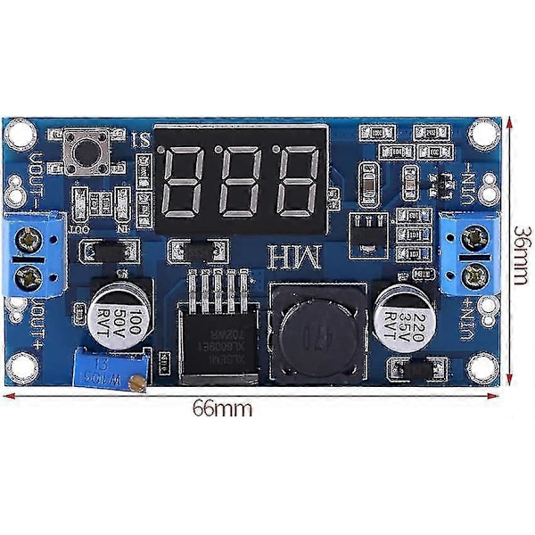 DC-DC Boost-modul, Spänningsomvandlare med Digital Voltmeter (1 st, Blå)
