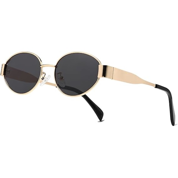 Ovale Solbriller Unisex - Vintage Solbriller Klassisk Metallramme Polarisert UV400 Beskyttelse