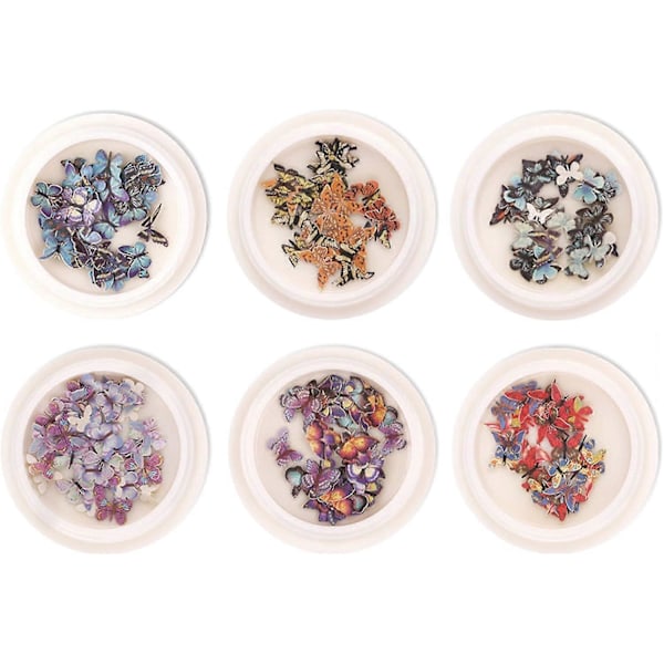 6 Ask Nagelkonst 3D Fjärilar Sekvenser (ej självhäftande, ej klistermärken) Akrylpajetter Holografisk Glitter Träflis Flakes Manikyr Tips Nagel DIY