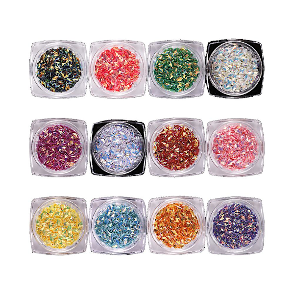 Neglekunst Diamanter Sequins Stereo Rhombus - 1g Pakke 12 Farver Sæt Makeup