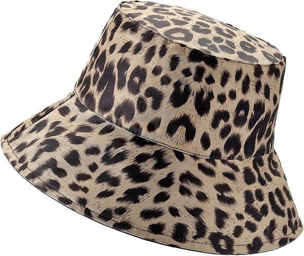 Dam Reversibla Bucket Hat Mode Leopard Fiskare Hattar Packbar Floppy Solhatt