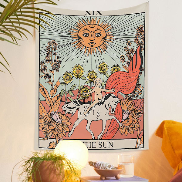 Wekity Bohemisk Väggbonad Estetisk Konst Hem Bakgrund Tyg Ornament Present Tarot Väggbonad Vardagsrum Sovrum Ornament (QY414-3, 29 X 38 tum)