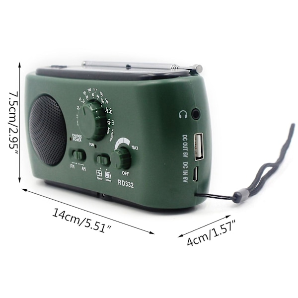Nödradio FM AM 500mAh Väderradio med Handvev & Solladdning