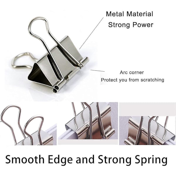 Ekstra Store Binderclips 1,25 Tommer (20 Pak), Store Papirklemmer til