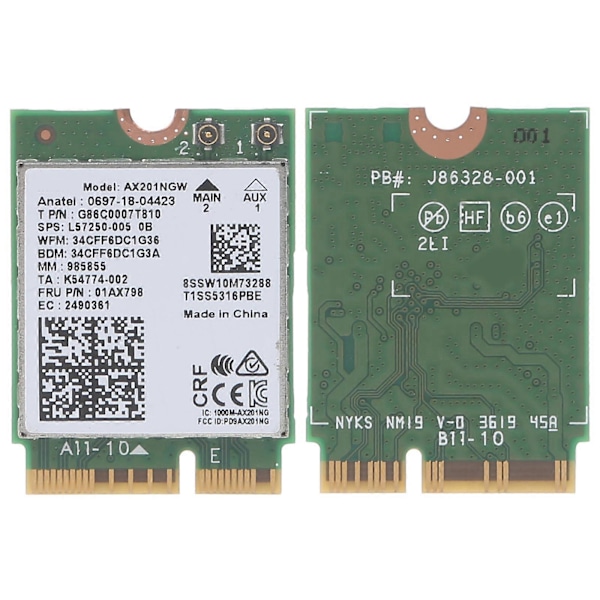 AX201NGW NGFF til M.2 til Key E Trådløst WiFi 6 Netværkskort 2.4 /5G 802.11ac ax Bluetooth-kompatibel 5.0 Dobbelt bånds Wifi