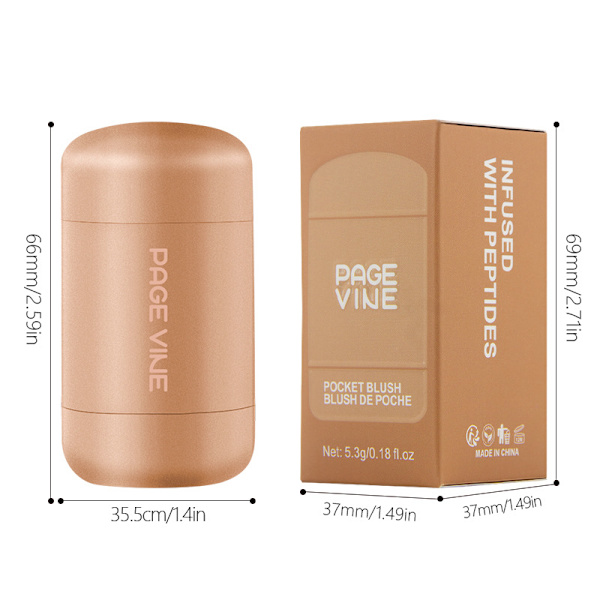 Lommekind blush stick med seks farver - læbe- og kindfarve, vandlet stick highlighter, oplyser naturligt, vandlet hud