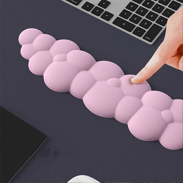 Sky Mousepad med Håndleddstøtte - Søt, Lindrer Tretthet, Myk, Forhindrer Deformasjon, Minnefoam Håndleddstøtte, Tastatur Håndleddstøtte, Rosa