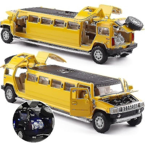 Høj Simulation 1:32 Alloy Hummer Limousine Metal Diecast Bilmodel Træk Tilbage Blinkende Musikalsk Legetøj Køretøjer til Børn