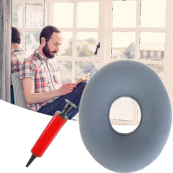 Sitte Ring Decubitus Sitte Ring Grå Sitte Ring Oppblåsbar Ortopedisk Sitte Pute Rund Sitte Ring Med Pumpe For , Coccyx Smerter,