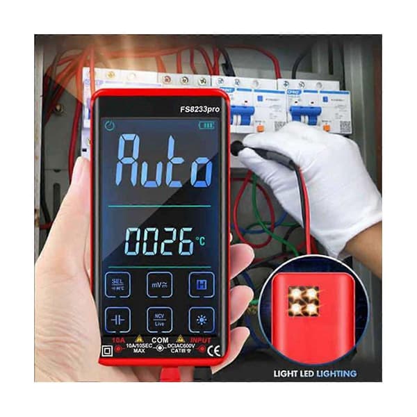 Smart Touchscreen Digital Multimeter DC/AC 10A Multimeter Transistor 9999 Counts True Rmsauto Range FS8233PRO