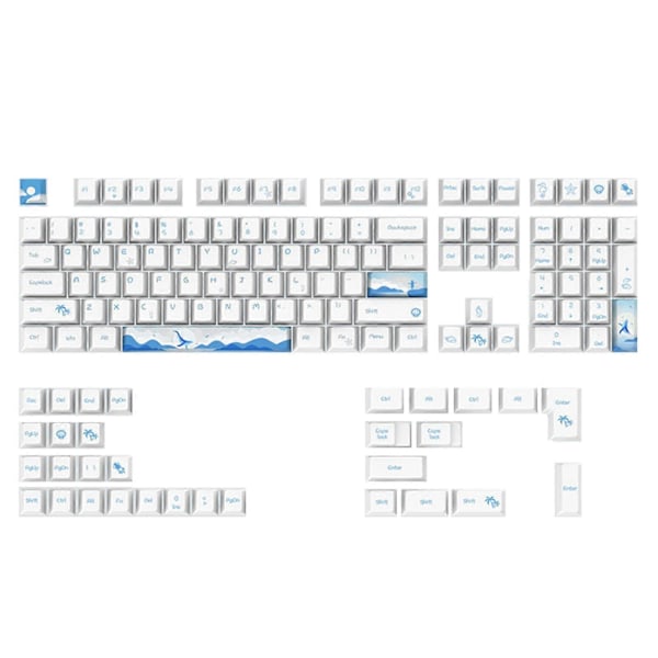 108 Tangenter Delfin Spel Keycaps PBT 5 Sidor Färg Sublimering Keycap Cherry Profil för Tangentbord 6.25 7U för Mekaniskt Tangentbord