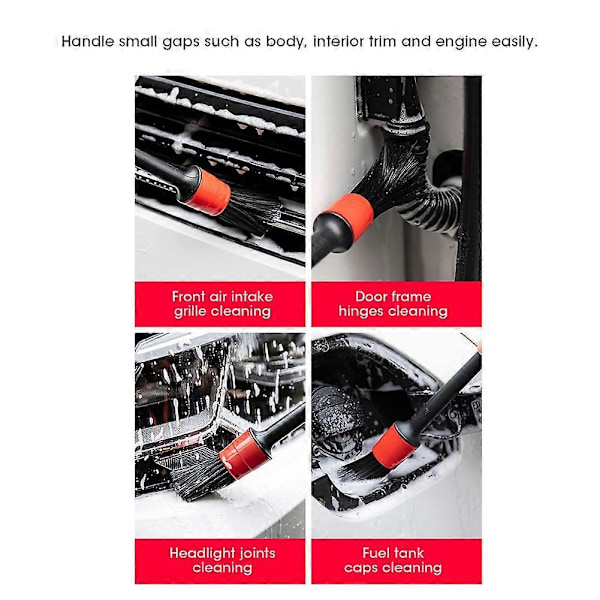 5 stk Bildetaljeringsbørste Tør & Vådt Dobbelt Brug Rengøring Vask Hårbørster Bærbar Auto Detaljeringsværktøjssæt