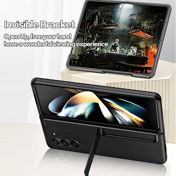 Etui til Samsung Galaxy Z Fold 5 med S Pen, Utbyttbar S Pen-holder & Stativ Matt Z Fold 5 Etui, støtsikker og ripebestandig
