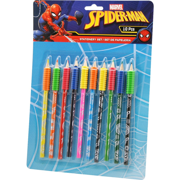 Färgpennor med grepp - Spiderman - 10-pack Spindelmannen