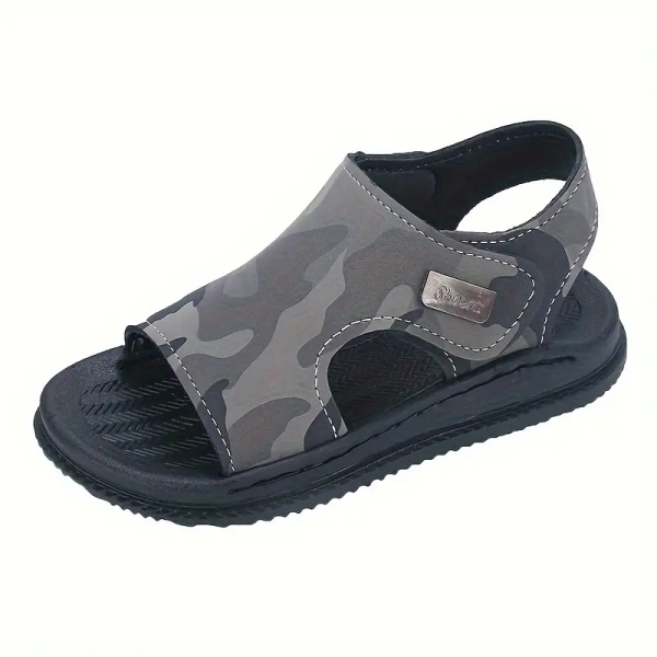 Trendy Cool Camouflage Open Toe Sandaler Til Drenge, Åndbare Letvægts Skridsikre Sandaler Til Ferie Strand, Forår Og Sommer Silvery Grey 24