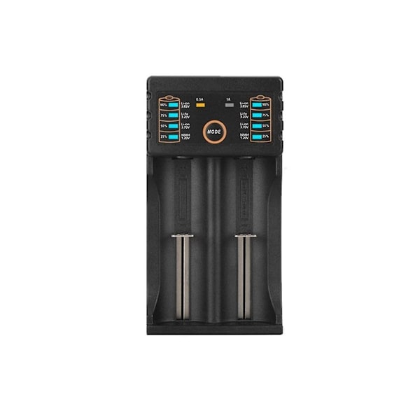 1 stk. 2-slot Li-Ion batterioplader + 6 stk. 3,7V 18650 9800MAh batteri til genopladeligt batteri 18650